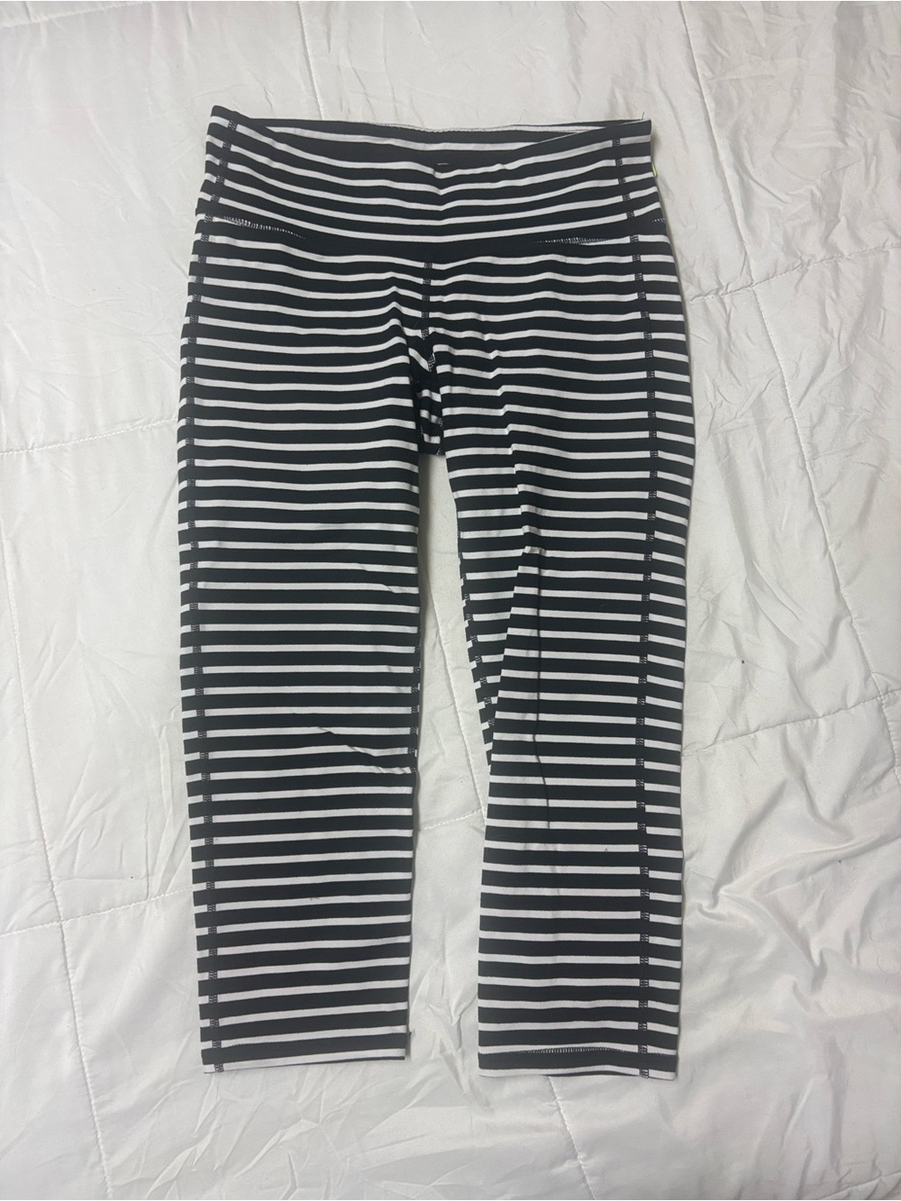 Athleta | Black and White Striped Exercise Leggings